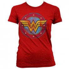 Wonder Woman ladies t-shirt Distressed Logo červené