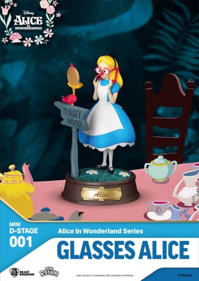 Alice in Wonderland Mini Diorama Stage PVC Socha Glasses Alice - Kliknutím na obrázek zavřete