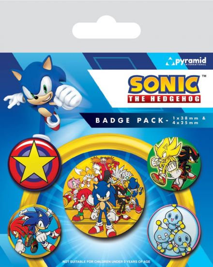 Sonic the Hedgehog Pin-Back Buttons 5-Pack Speed Team - Kliknutím na obrázek zavřete