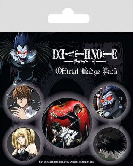 Death Note sada odznaků 5-Pack Characters - Kliknutím na obrázek zavřete