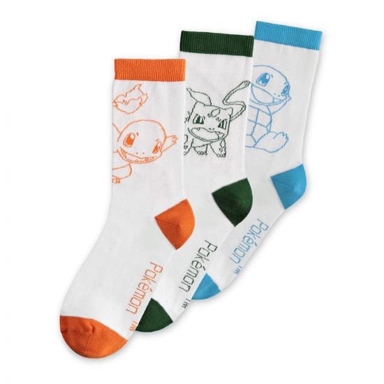 Pokemon ponožky 3-Pack Charmander, Bulbasaur, Squirtle 43-46 - Kliknutím na obrázek zavřete