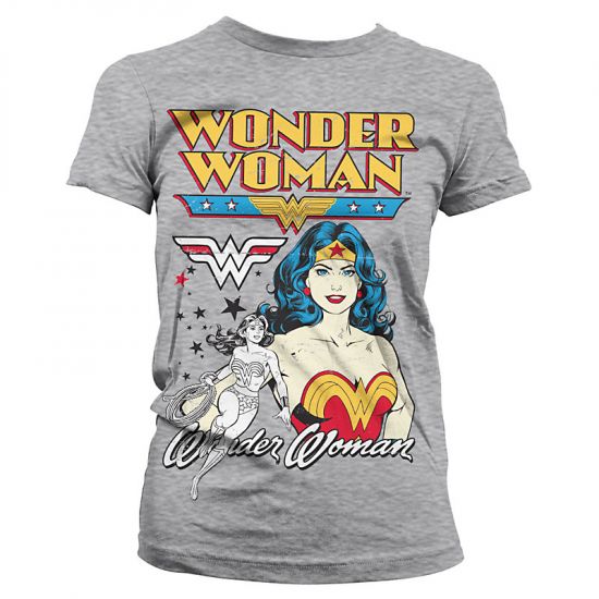 Wonder Woman Posing Šedé Dámské tričko - Kliknutím na obrázek zavřete