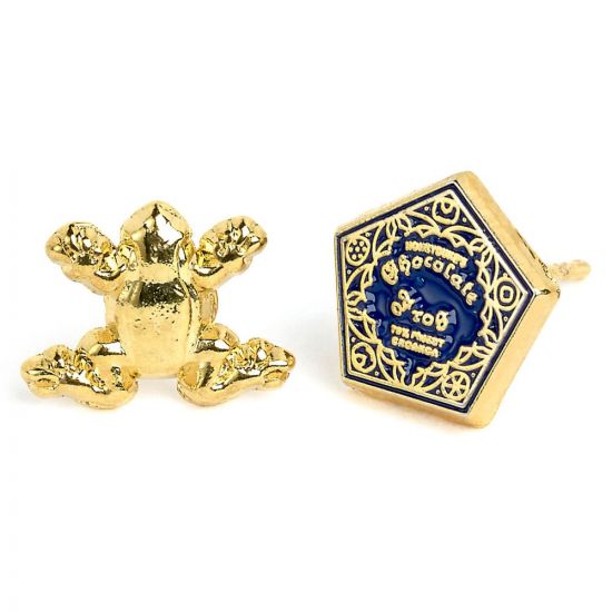 Harry Potter Naušnice Chocolate Frog & Box (Gold plated) - Kliknutím na obrázek zavřete