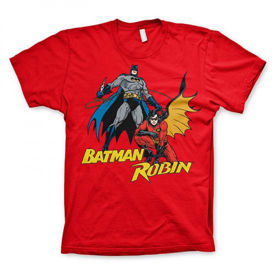 Červené pánské tričko Batman & Robin - Kliknutím na obrázek zavřete