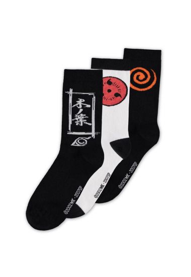 Naruto Shippuden ponožky 3-Pack Sasuke Symbol 43-46 - Kliknutím na obrázek zavřete