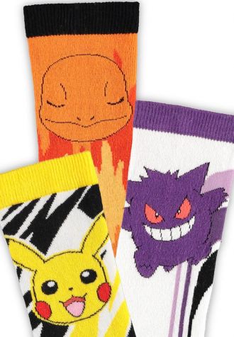 Pokémon ponožky 3-Pack Pikachu, Charmander, Gengar 39-42