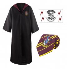 Harry Potter Robe, Nectie & Tattoo Set Nebelvír Size S