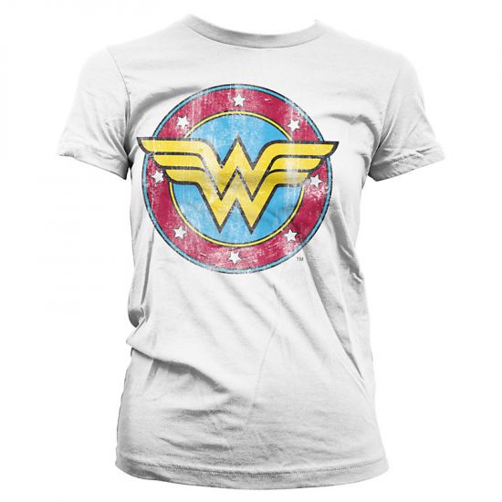 Dámské tričko Wonder Woman Distressed Logo bílé - Kliknutím na obrázek zavřete