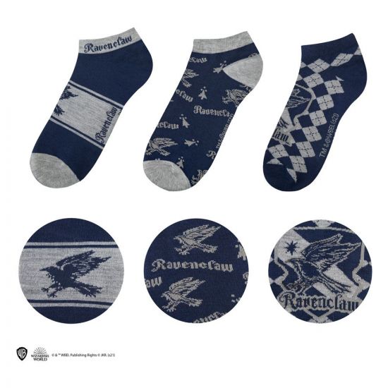 Harry Potter Ankle ponožky 3-Pack Ravenclaw - Kliknutím na obrázek zavřete