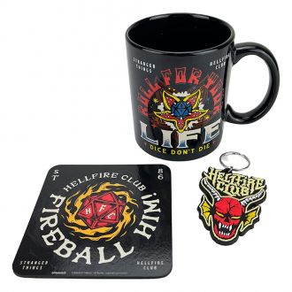 Stranger Things Mug, podtácky and Přívěsek na klíče Set Hellfire