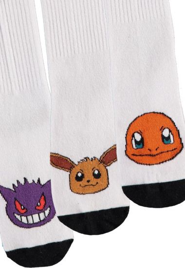 Pokemon ponožky 3-Pack Heads Black & White 35-38 - Kliknutím na obrázek zavřete