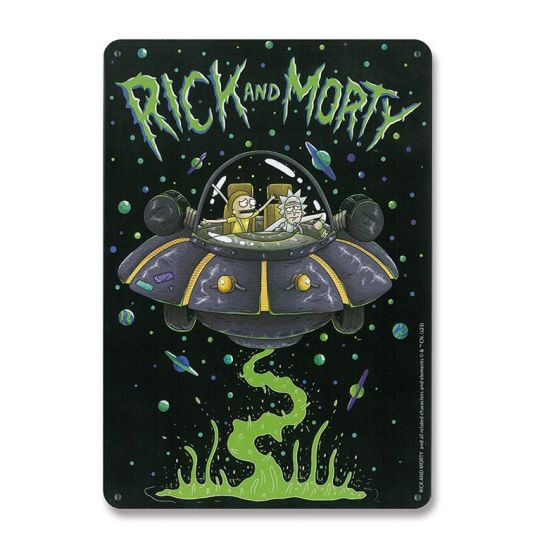 Rick & Morty kovová tabulka Spaceship 15 x 21 cm - Kliknutím na obrázek zavřete