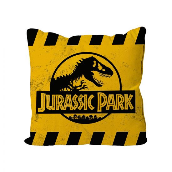 Jurassic Park polštářek Caution Yellow Logo 40 x 40 cm - Kliknutím na obrázek zavřete