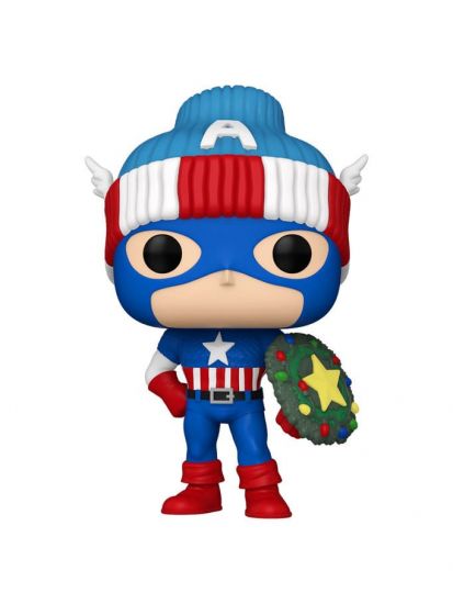 Marvel POP! Vinylová Figurka Holiday Capt. America 9 cm - Kliknutím na obrázek zavřete