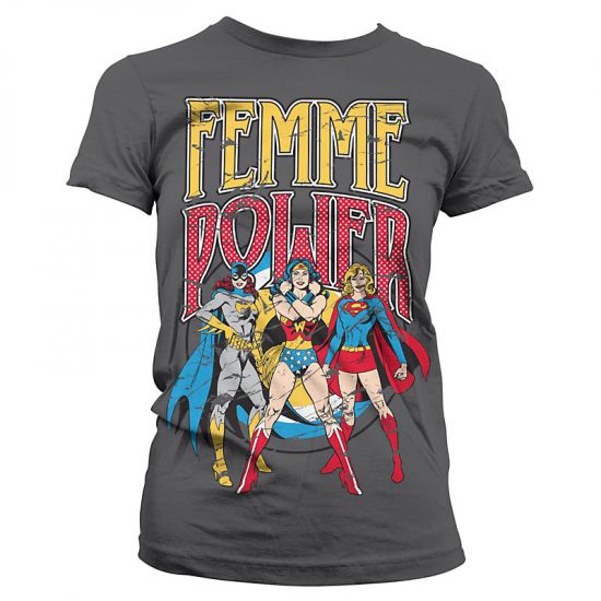 Dámské tričko DC Comics Femme Power Grey - Kliknutím na obrázek zavřete