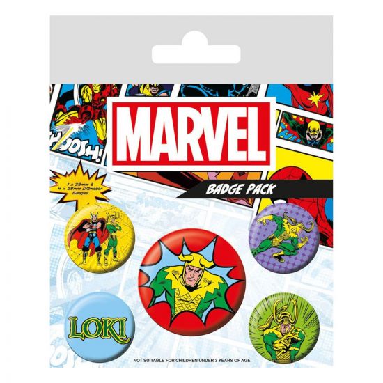 Marvel Pin-Back Buttons 5-Pack Loki Comic - Kliknutím na obrázek zavřete