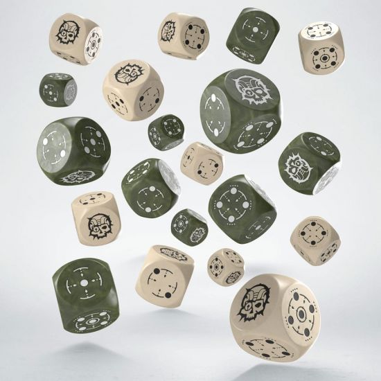 Crosshairs Compact D6 Dice Set Beige&Olive (20) - Kliknutím na obrázek zavřete