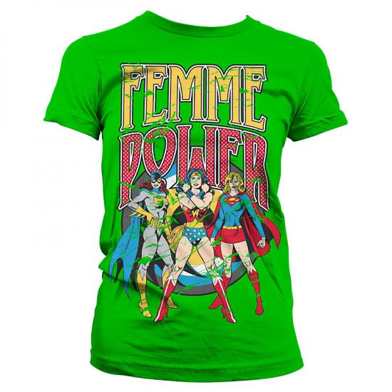 Zelené Dámské tričko DC Comics Femme Power - Kliknutím na obrázek zavřete