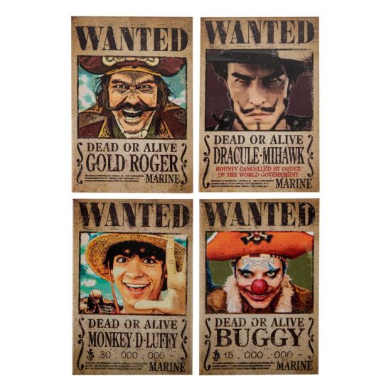 One Piece Fridge Magnet 4-Pack Wanted - Kliknutím na obrázek zavřete