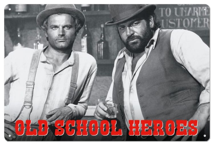 Bud Spencer & Terence Hill kovová tabulka Old School Heroes 20 x - Kliknutím na obrázek zavřete