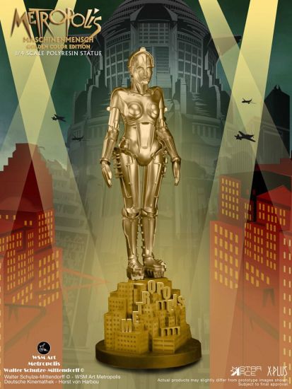 Metropolis Socha 1/4 Maschinenmensch Metallic Gold 40 cm - Kliknutím na obrázek zavřete