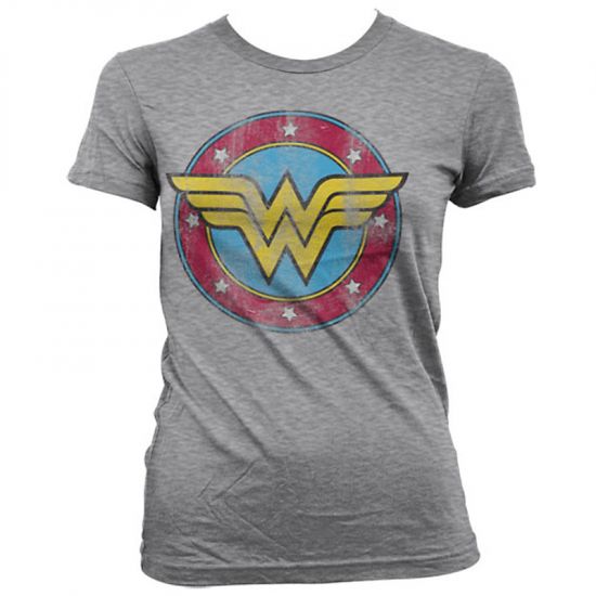 Dámské tričko Wonder Woman Distressed Logo šedé - Kliknutím na obrázek zavřete