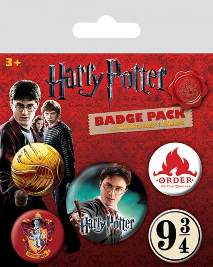 Harry Potter sada odznaků 5-Pack Nebelvír - Kliknutím na obrázek zavřete