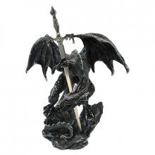 Dragon Statue Black Dragon Sword 23 cm
