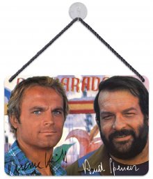 Bud Spencer & Terence Hill kovová tabulka Autogramm 16,5 x 11,5