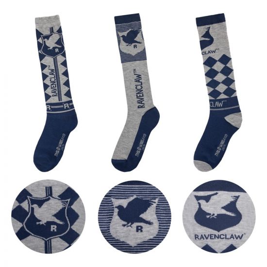 Harry Potter Knee-high socks 3-Pack Ravenclaw - Kliknutím na obrázek zavřete