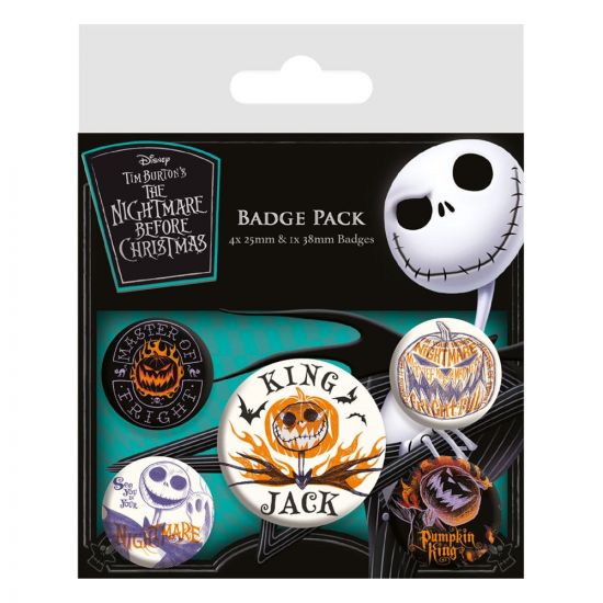 Nightmare before Christmas Pin-Back Buttons 5-Pack Colourful Sha - Kliknutím na obrázek zavřete