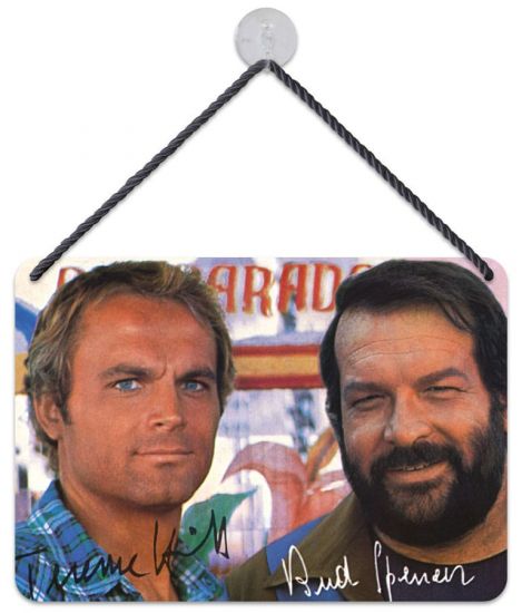 Bud Spencer & Terence Hill kovová tabulka Autogramm 16,5 x 11,5 - Kliknutím na obrázek zavřete