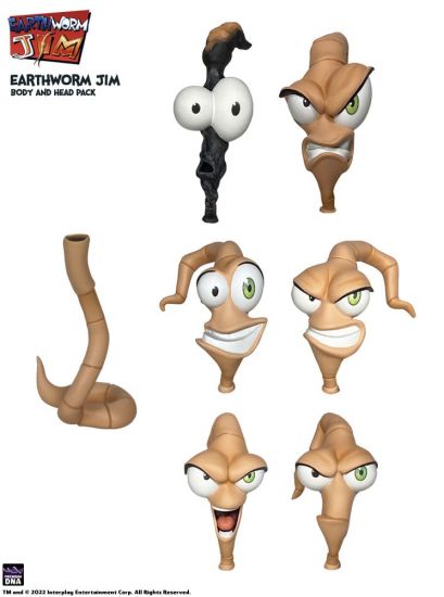 Earthworm Jim Accessory Pack Wave 1: Worm Body & Jim Heads - Kliknutím na obrázek zavřete