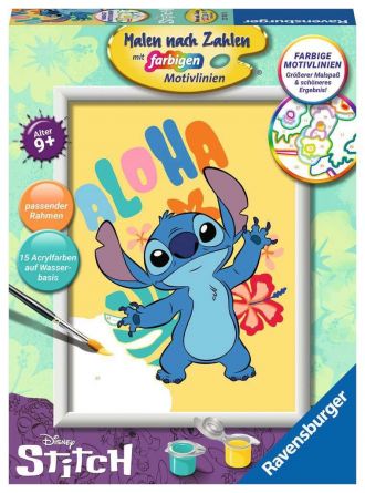 Disney Paint by Numbers Painting Set Aloha Stitch 18 x 24 cm *Ge