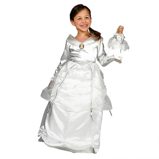 Dětský karnevalový kostým Barbie bílý plus šaty pro panenku