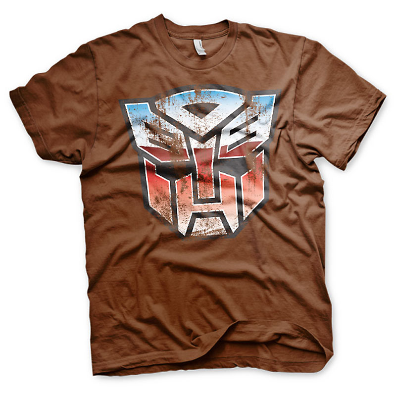 Transformers hnědé pánské tričko Autobot Distressed Shield