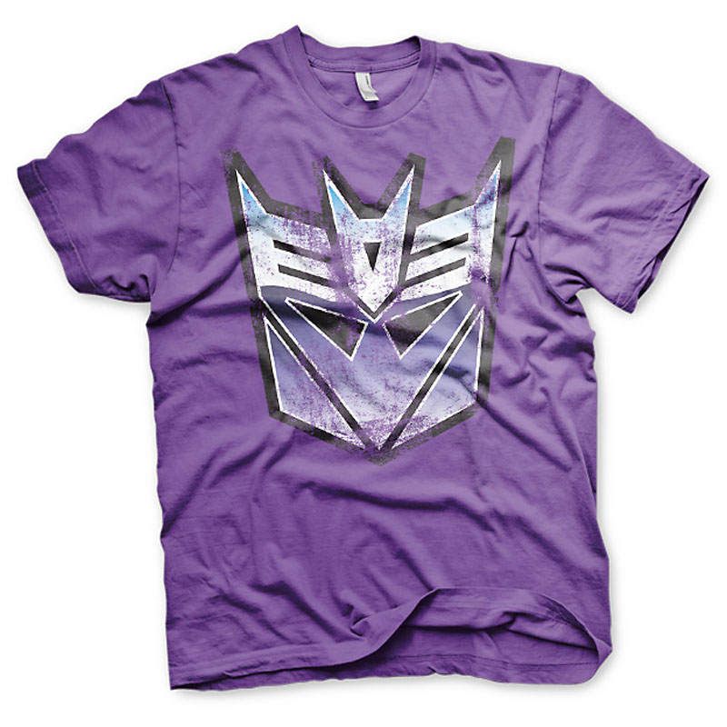 Fialové pánské tričko Transformers Decepticon Distressed Shield