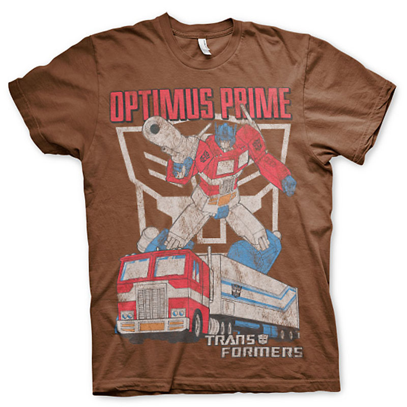 Transformers pánské tričko Optimus Prime Distressed Hnědé