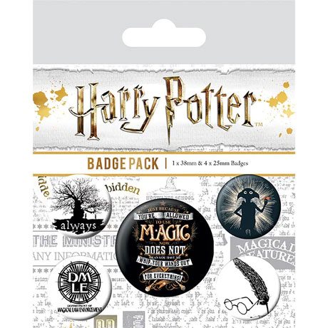 Harry Potter Pin-Back Buttons 5-Pack Symbols - Kliknutím na obrázek zavřete