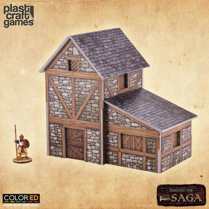SAGA ColorED Miniature Gaming Model Kit 28 mm Two-Story Medieval