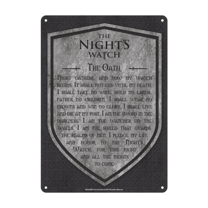 Game of Thrones Tin Sign Nights Watch 21 x 15 cm