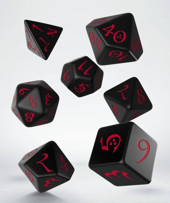 Classic RPG Dice Set black a red (7)